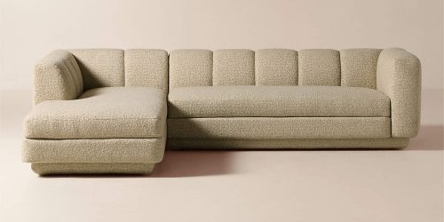 L-Shaped Camel Woven Sectional Sofa
