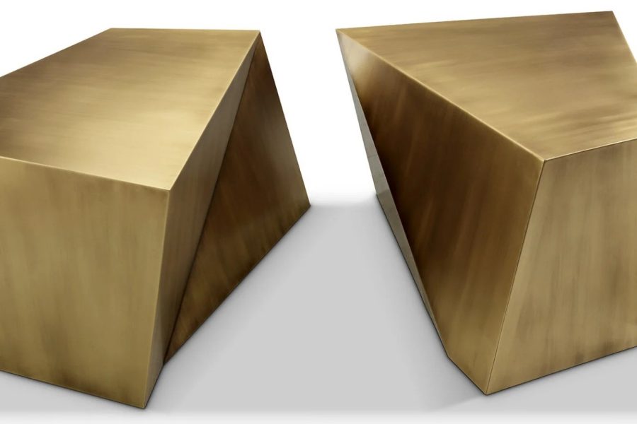 Spiked Geometric Bronze Coffee Table (47"W x 31.5"D x 17.5"H)