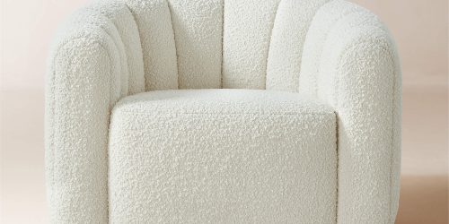 Floral White Boucle Accent Chair