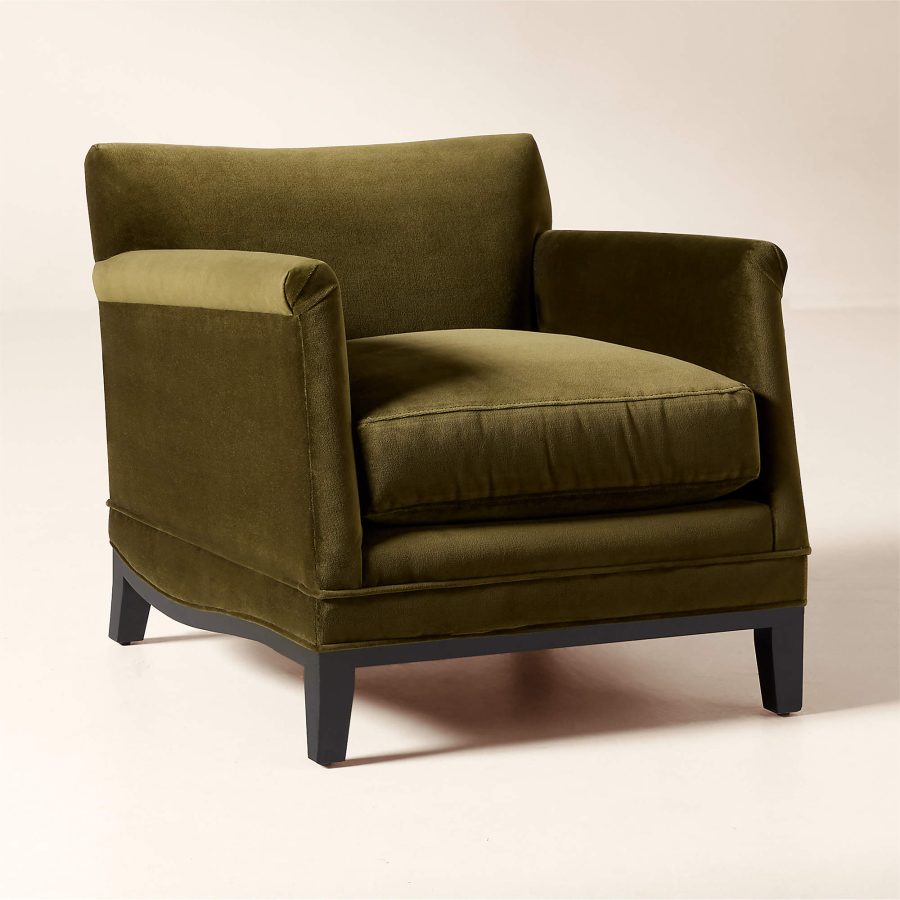 Olive Green Velvet Accent Chair