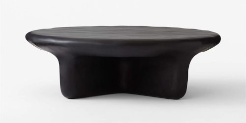 Round Matte Black Marbled Coffee Table